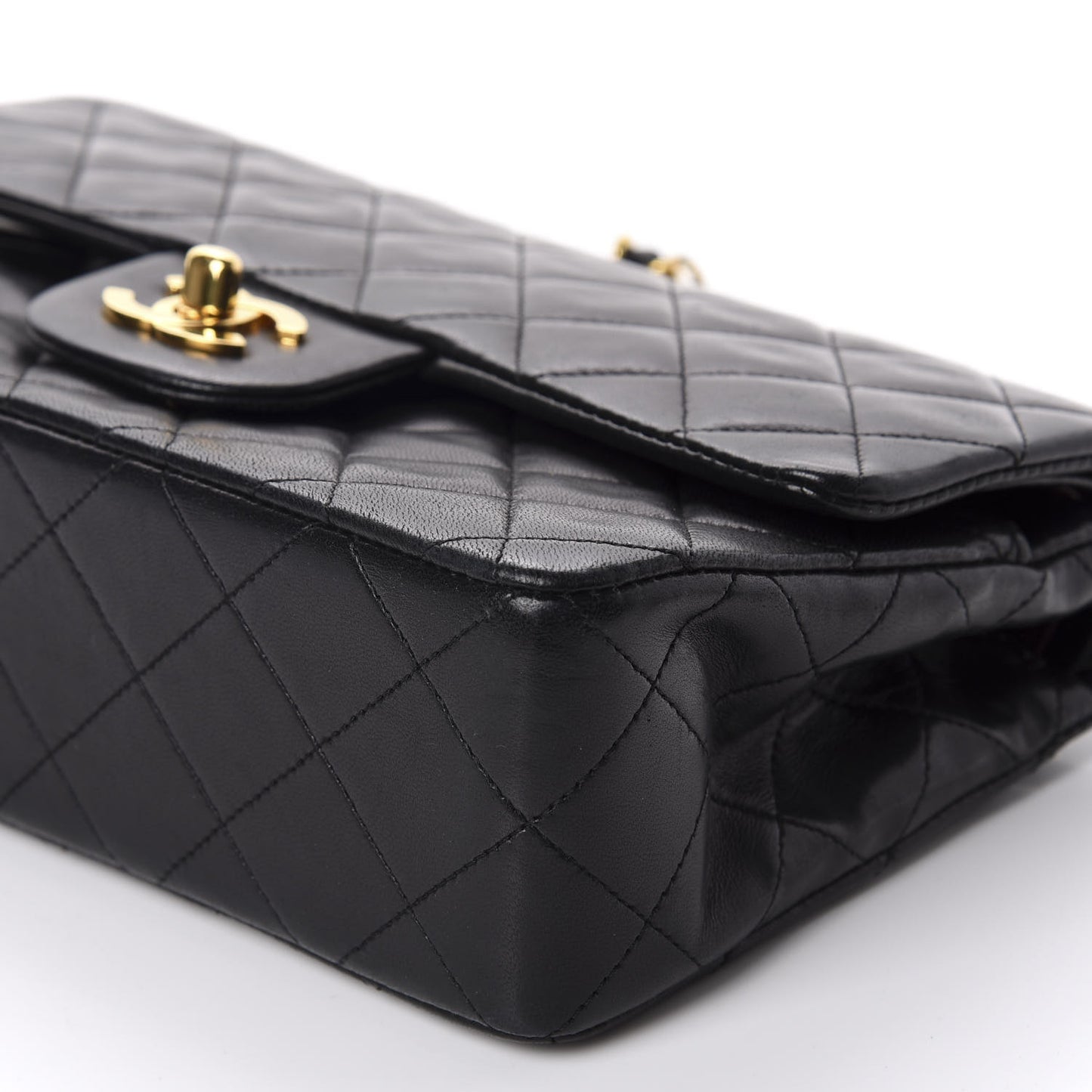 Lambskin Quilted Small Double Flap Black