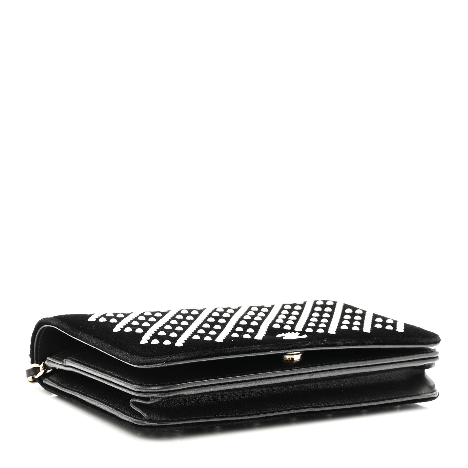 Chanel Velvet Pearl Diamond Embellished Wallet On Chain WOC Black 4 of 11