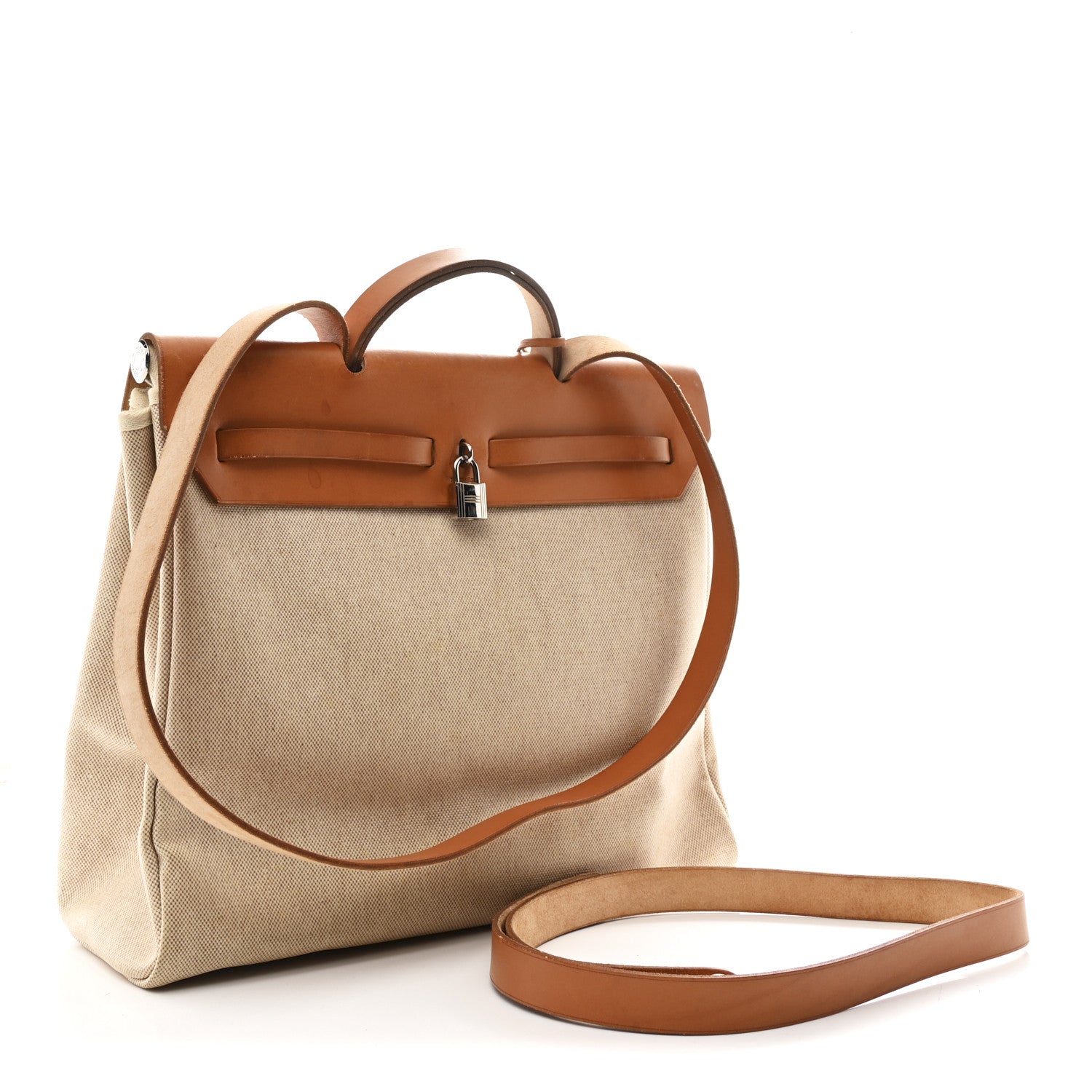 Hermes Toile Vache Calfskin Herbag 39 MM Black Natural 4 of 12