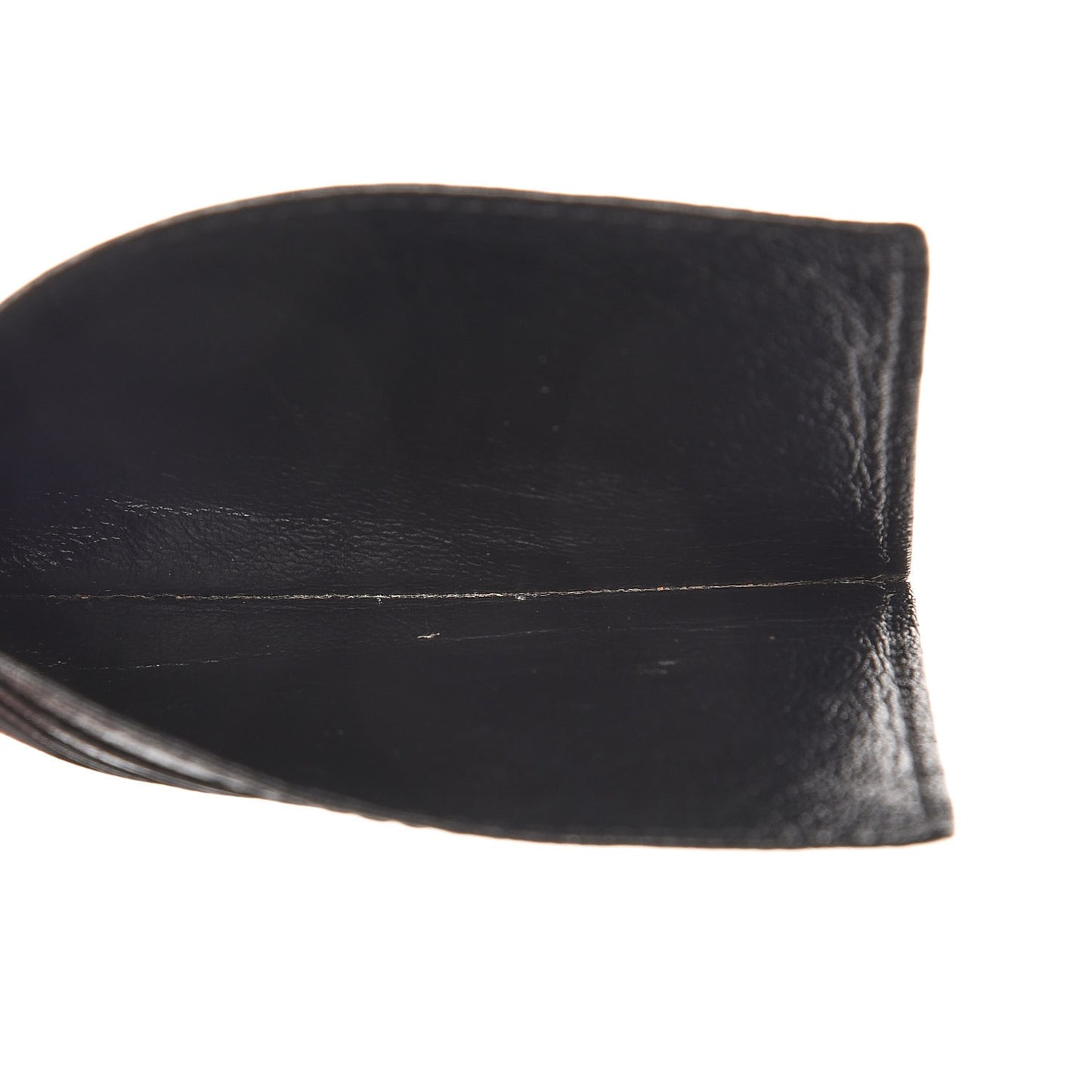Grained Calfskin Open Side Card Holder Black