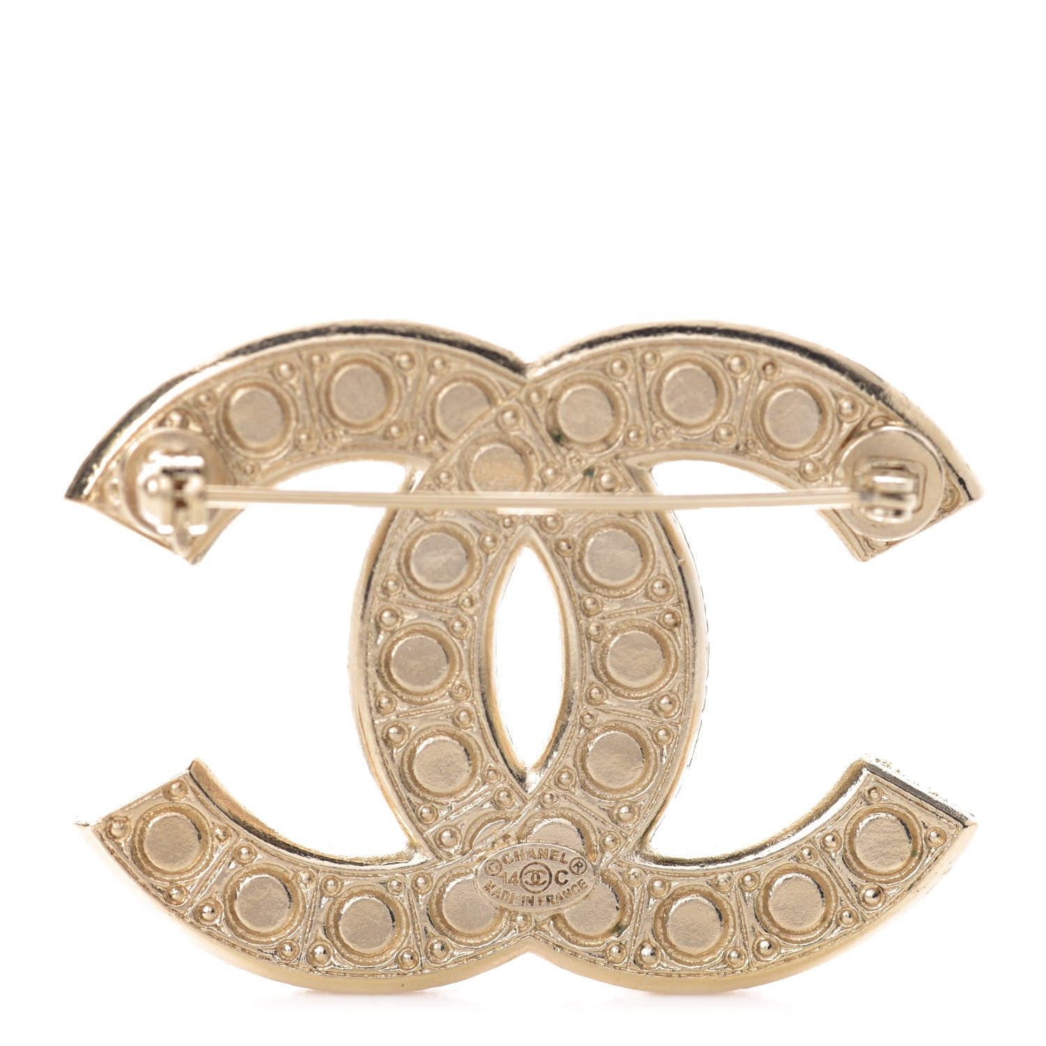 Chanel Pearl Crystal CC Brooch Gold 3 of 5