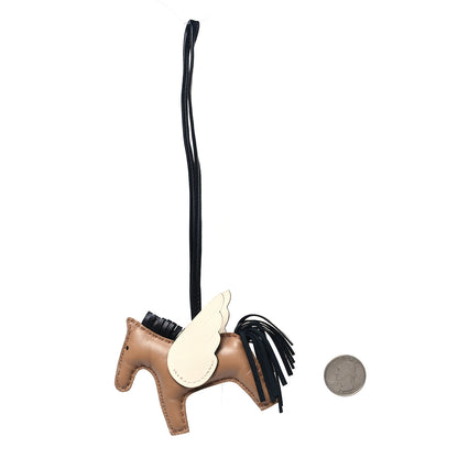 Hermes Milo Lambskin Grigri Rodeo Pegase Horse Bag Charm PM Sesame Black Nata 2 of 5
