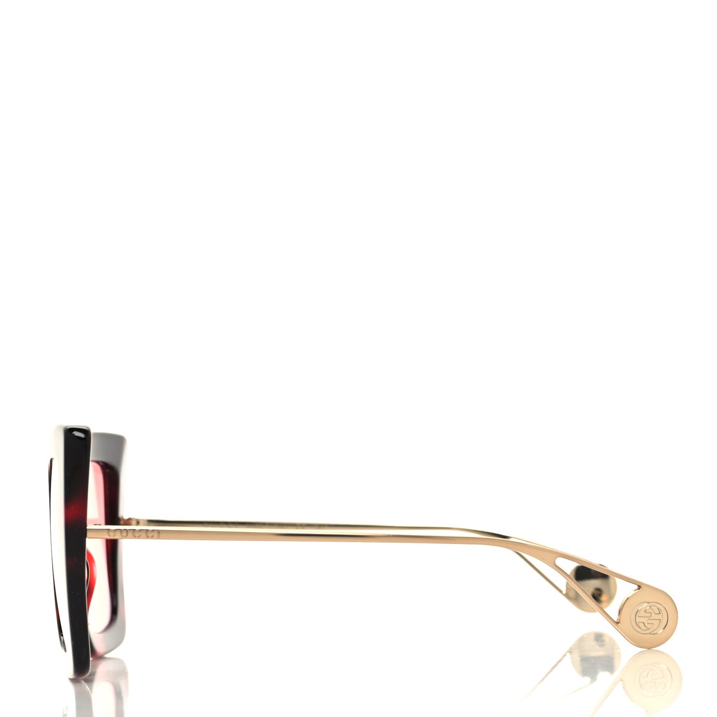 Acetate Oversize Square Frame GG0435S Sunglasses Red Havana