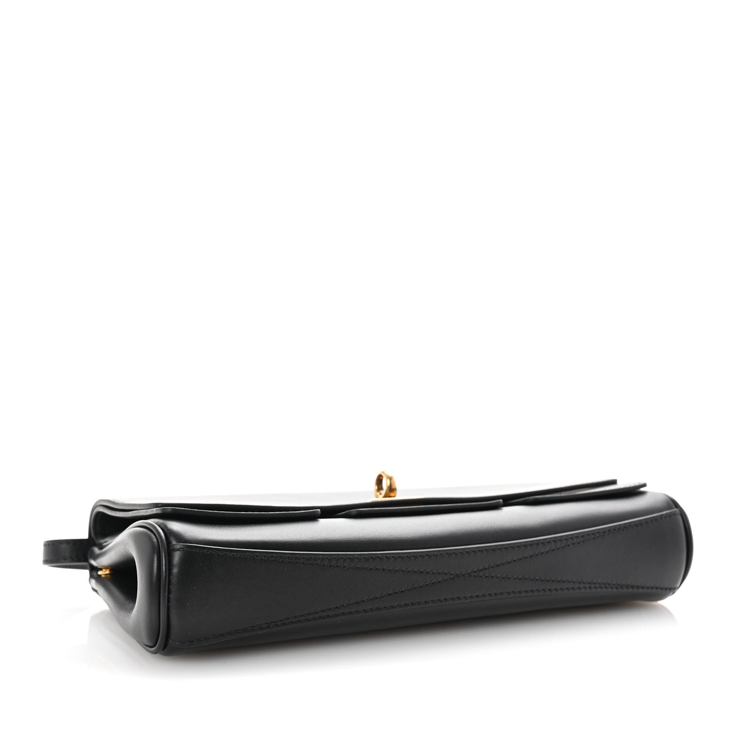 Smooth Calfskin Small Bel Air Clutch On Strap Black