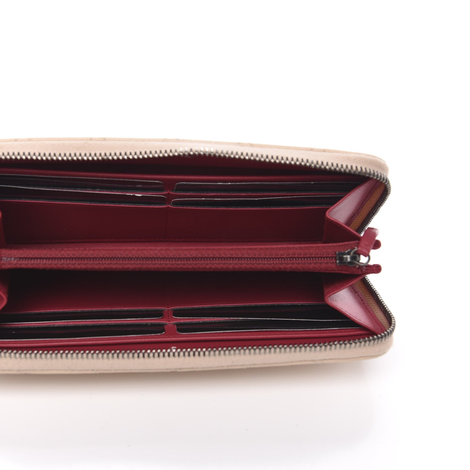 Chanel Aged Calfskin Quilted Large Gabrielle Zip Around Wallet Beige Black 5 of 10