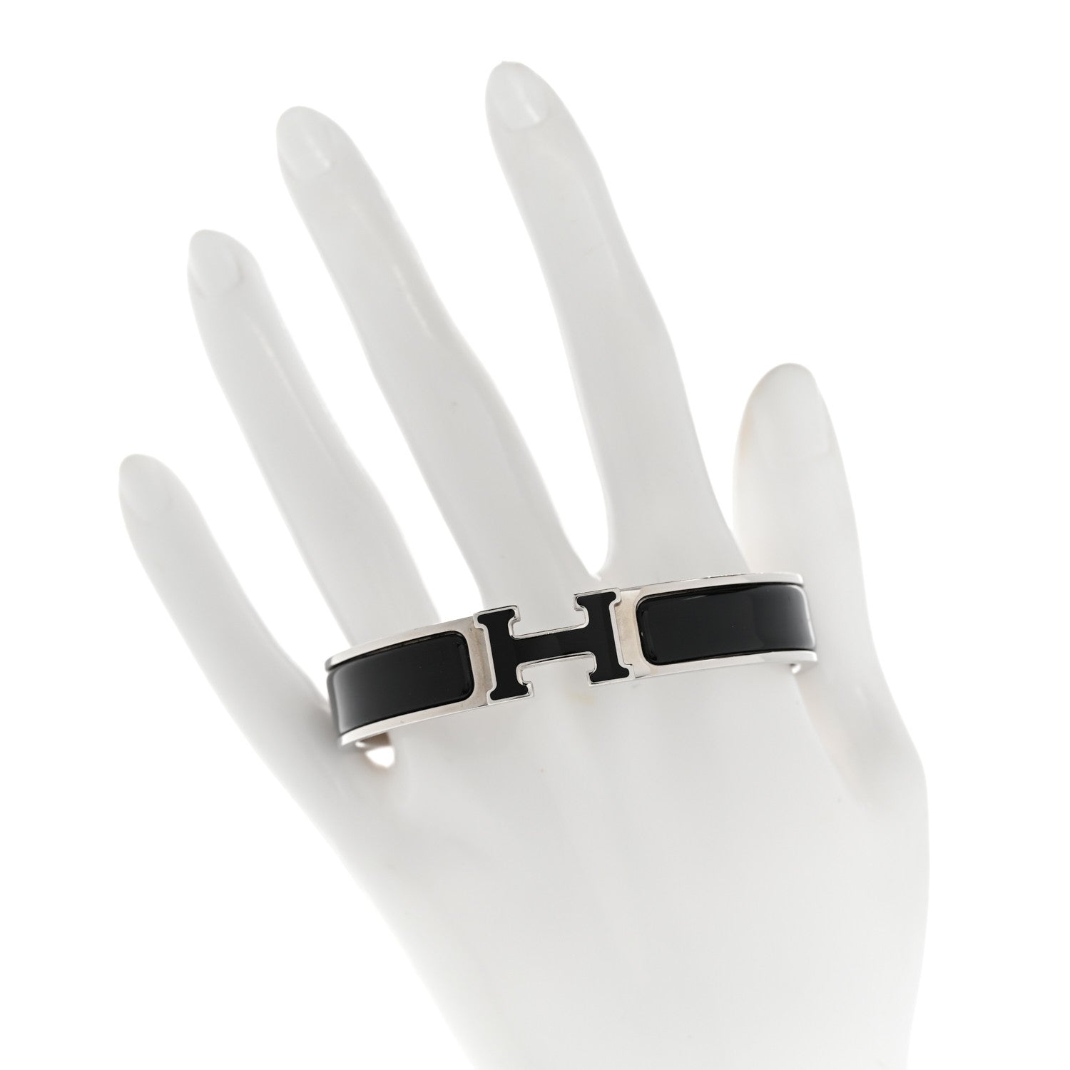 Hermes Enamel Narrow Clic Clac H Bracelet GM Black 2 of 7