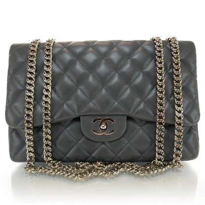 Chanel Lambskin Jumbo Flap w Bijoux Chain Grey 1 of 9