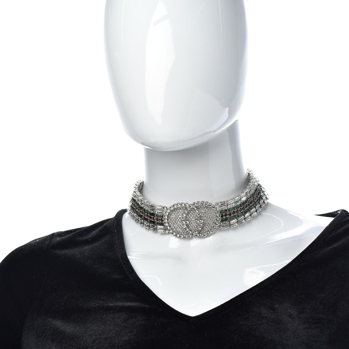 Crystal Embellished Interlocking G Choker Necklace Multicolor