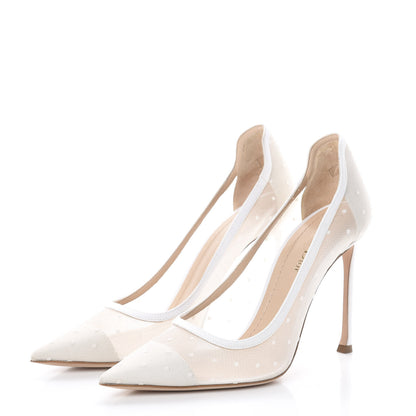Christian Dior Grosgrain Dotted Swiss Mesh Plumetis D-Moi Pumps 39 White 2 of 7