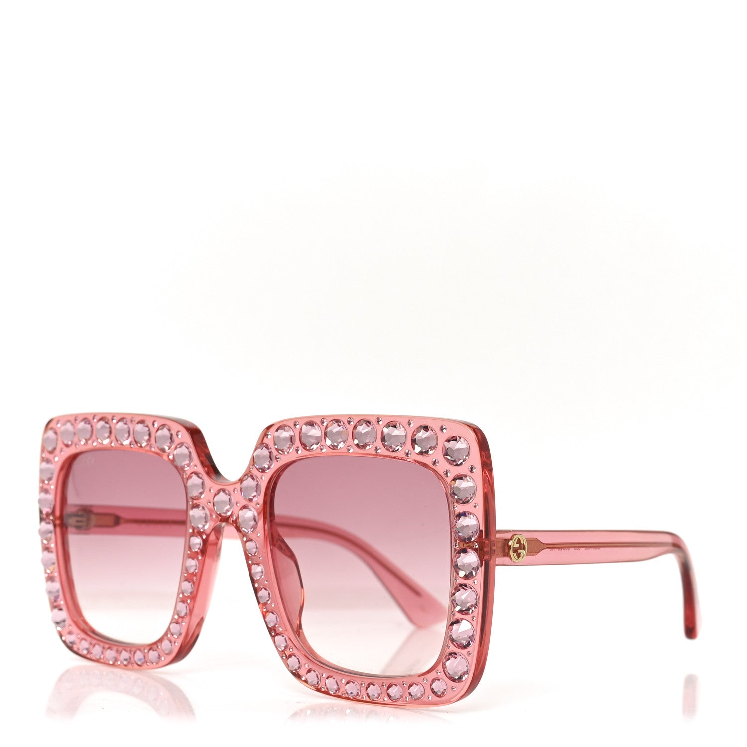 Gucci Acetate Crystal Oversize Sunglasses GG0148S Pink 1 of 7
