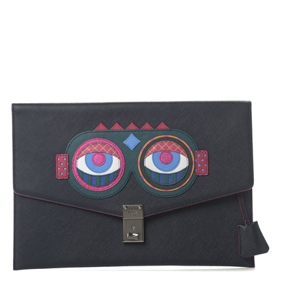 MCM Saffiano Craig And Karl Clutch Navy 1 of 11