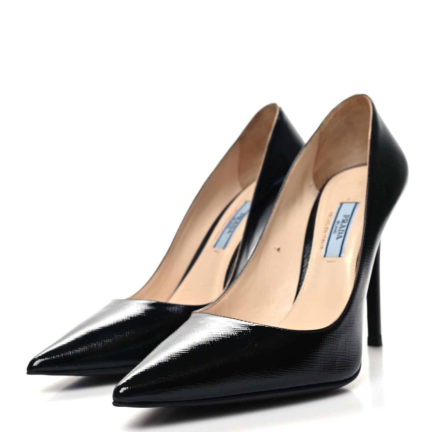 Prada Saffiano Patent Pumps 38 Black 3 of 7