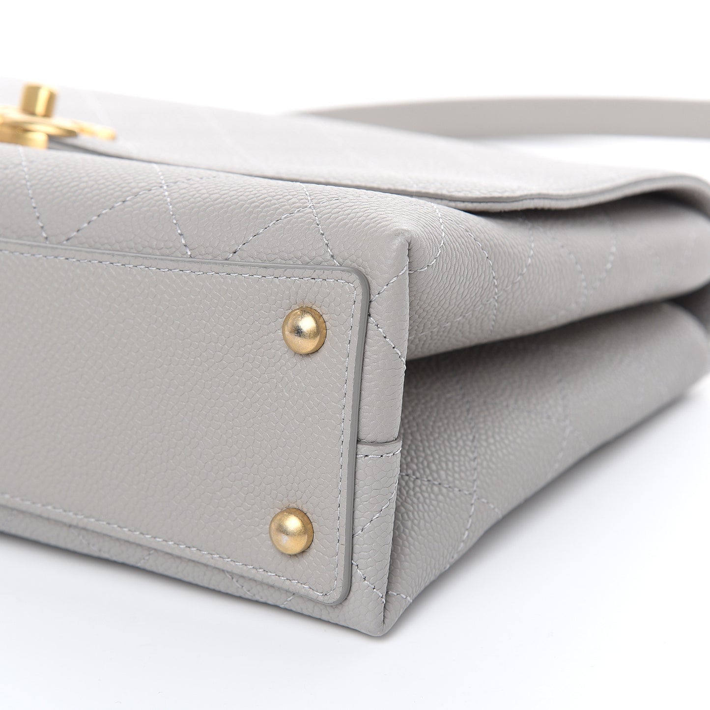 Grained Calfskin Stitched Flap Grey