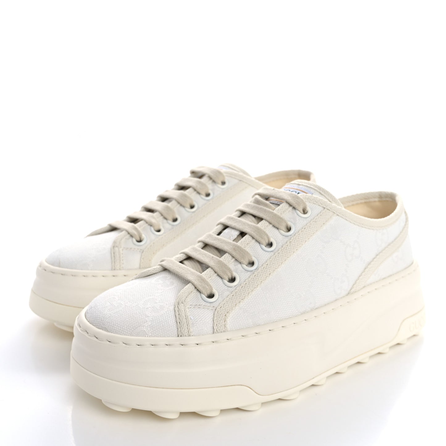 GG Monogram Womens 1977 Tennis Platform 52mm Sneakers 35 Great White Mystic White