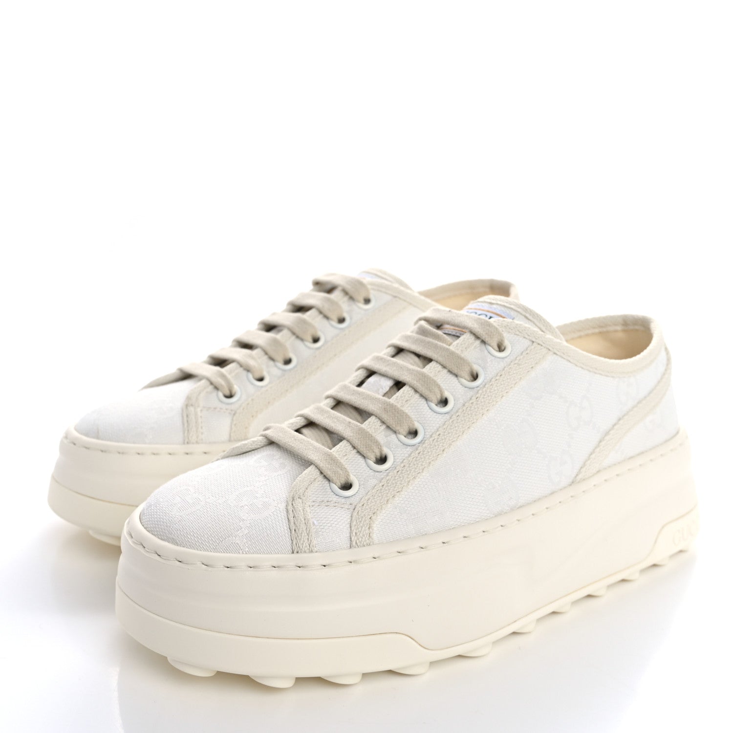 Gucci GG Monogram Womens 1977 Tennis Platform 52mm Sneakers 35 Great White Mystic White 4 of 13