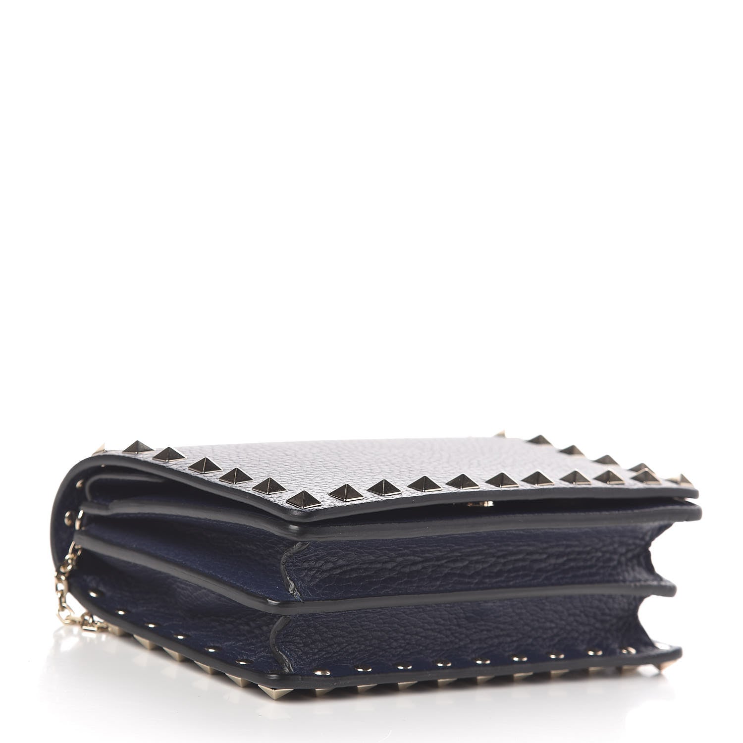 Valentino Garavani Grained Calfskin Rockstud Wallet on Chain Pure Blue 4 of 9