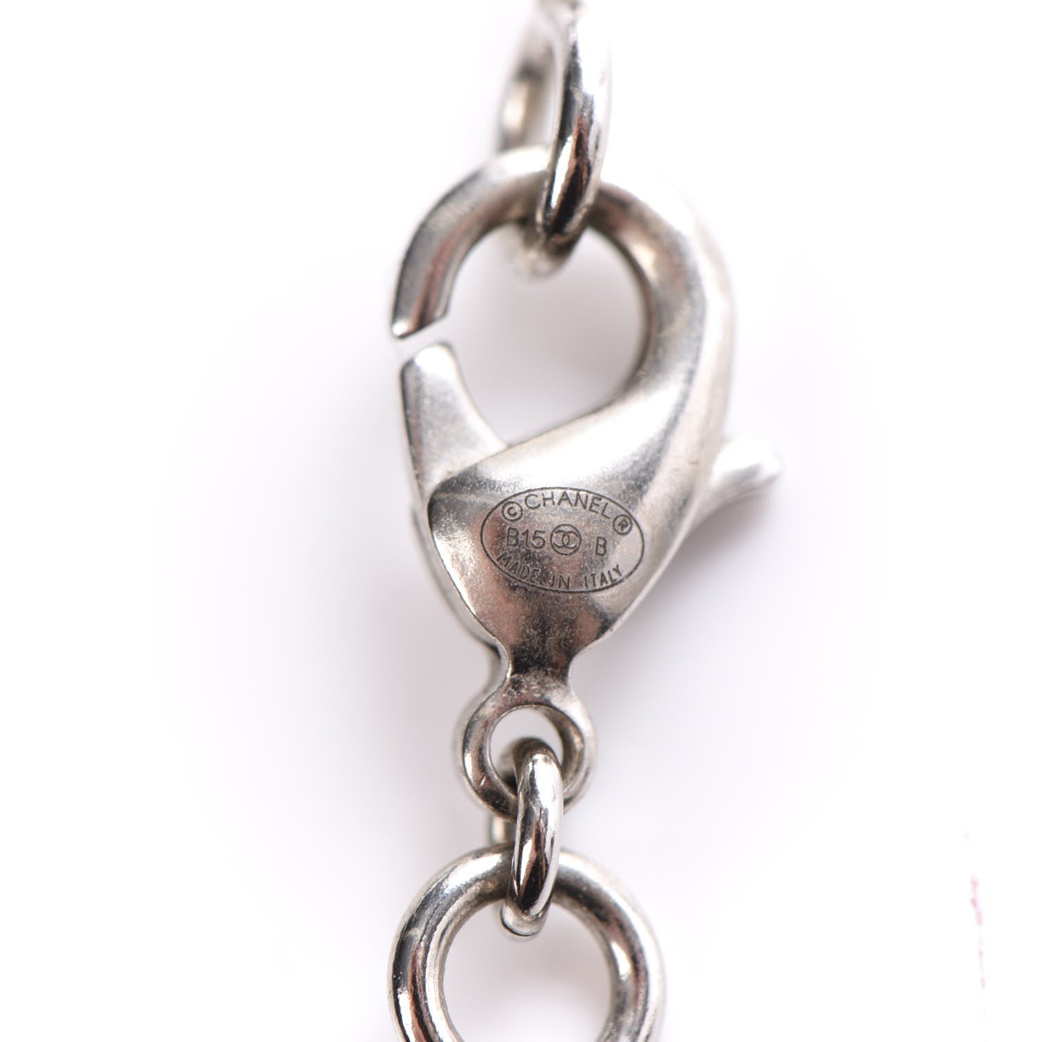Chanel Crystal CC Pendant Necklace Silver 6 of 8