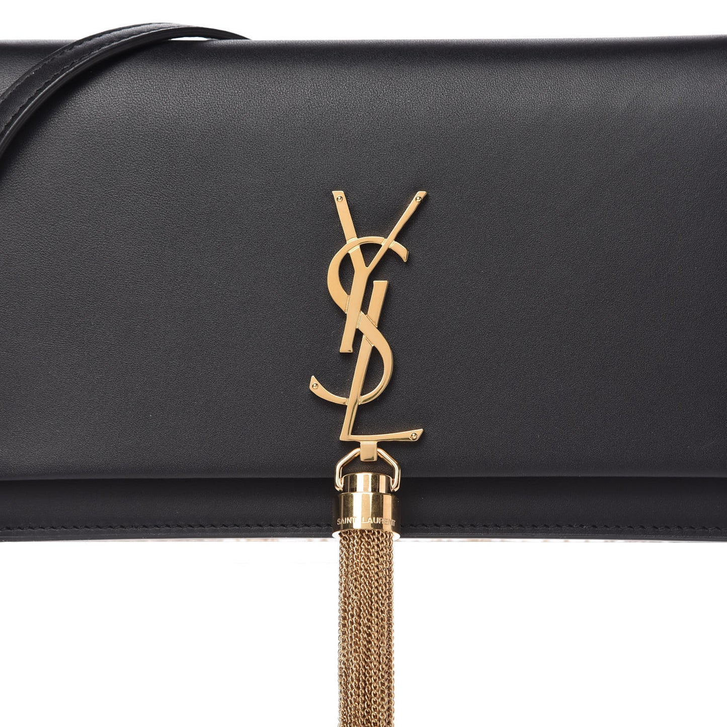 Smooth Calfskin Classic Monogram Kate Tassel Chain Wallet Black
