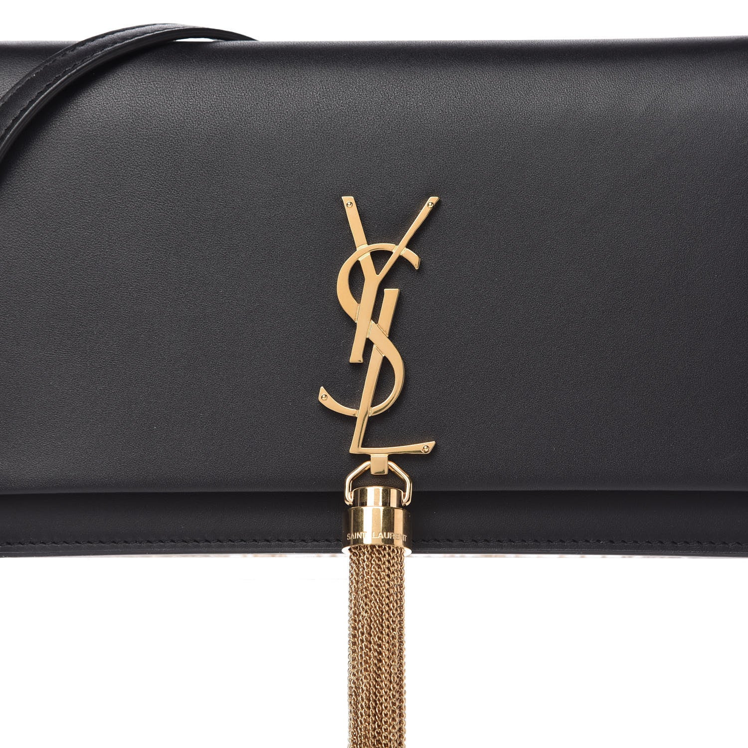 Saint Laurent Smooth Calfskin Classic Monogram Kate Tassel Chain Wallet Black 9 of 10