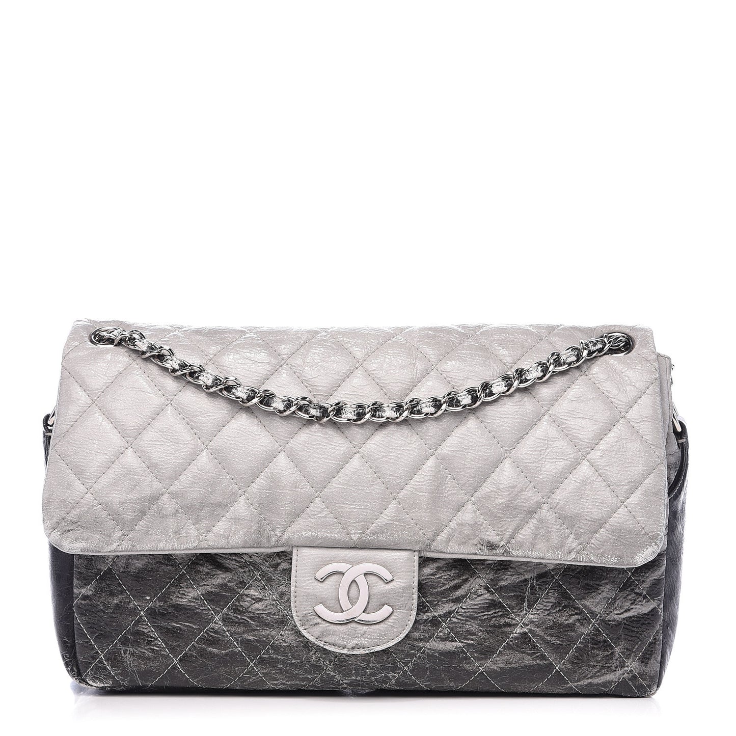 Vinyl Quilted Jumbo Melrose Degrade Flap Black