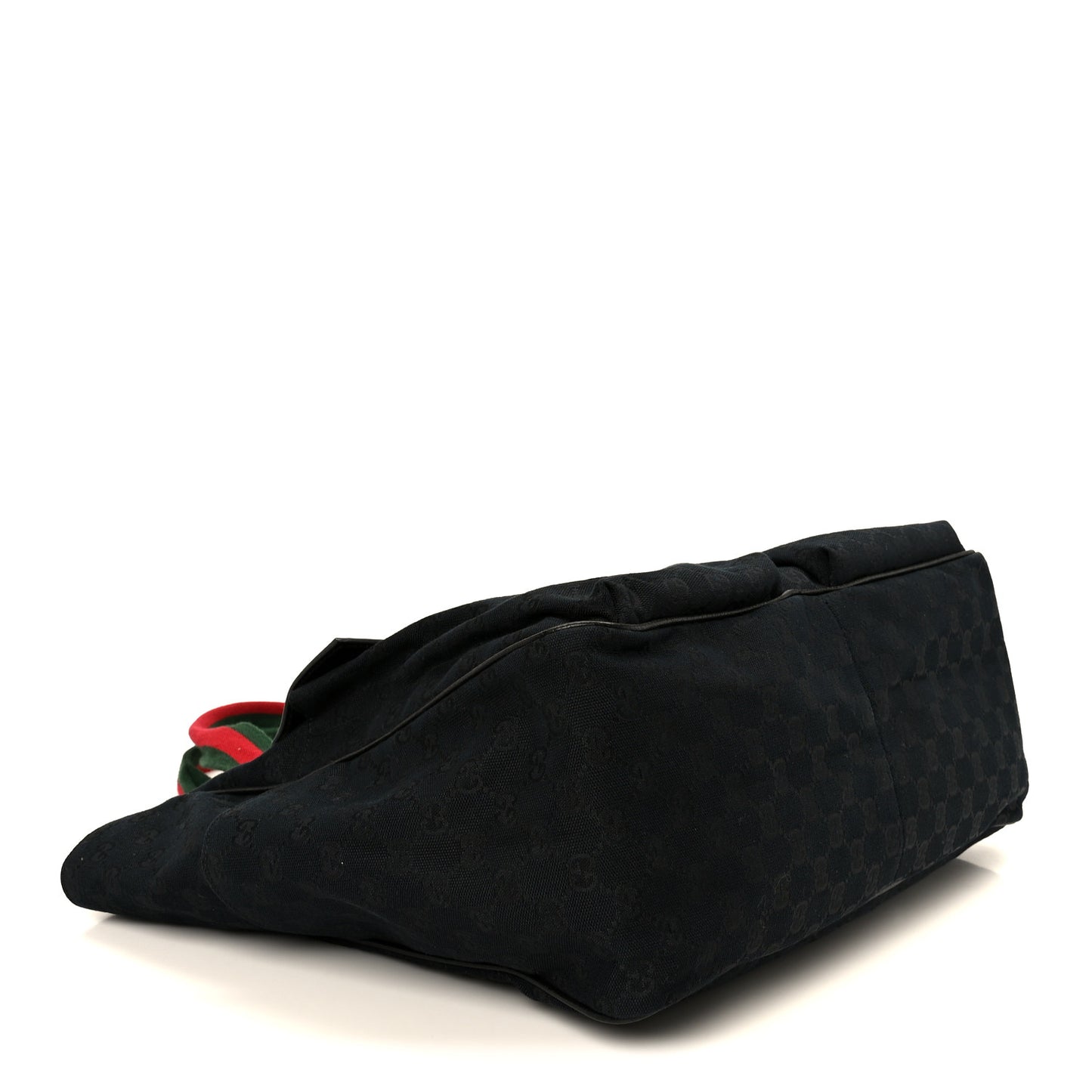 GG Monogram Medium Web Handle Double Pocket Tote Black