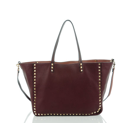 Valentino Garavani Pebbled Calfskin Medium Rockstud Reversible Tote Rubin Blush 4 of 7