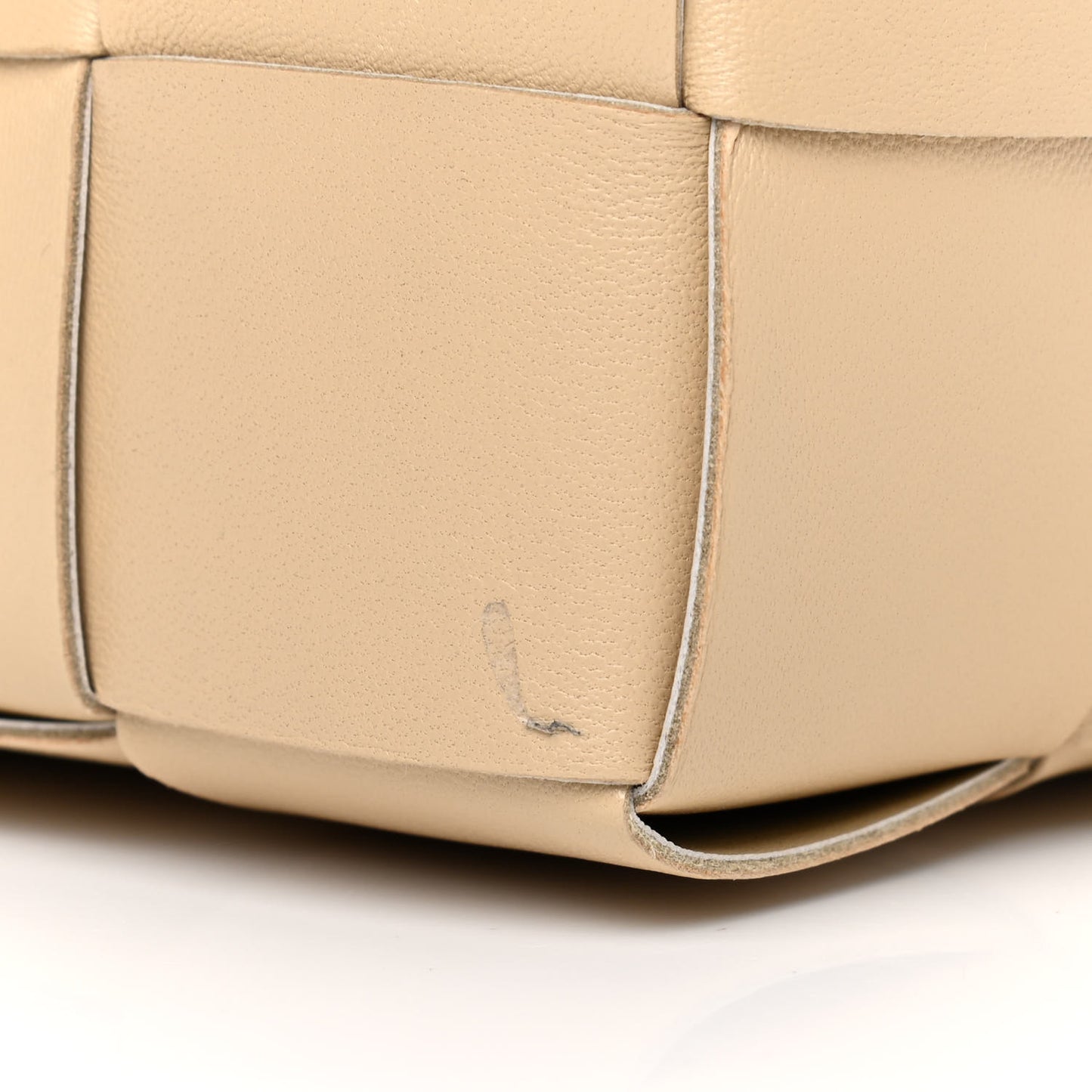 Lambskin Intreccio Small Crossbody Bucket Bag Porridge