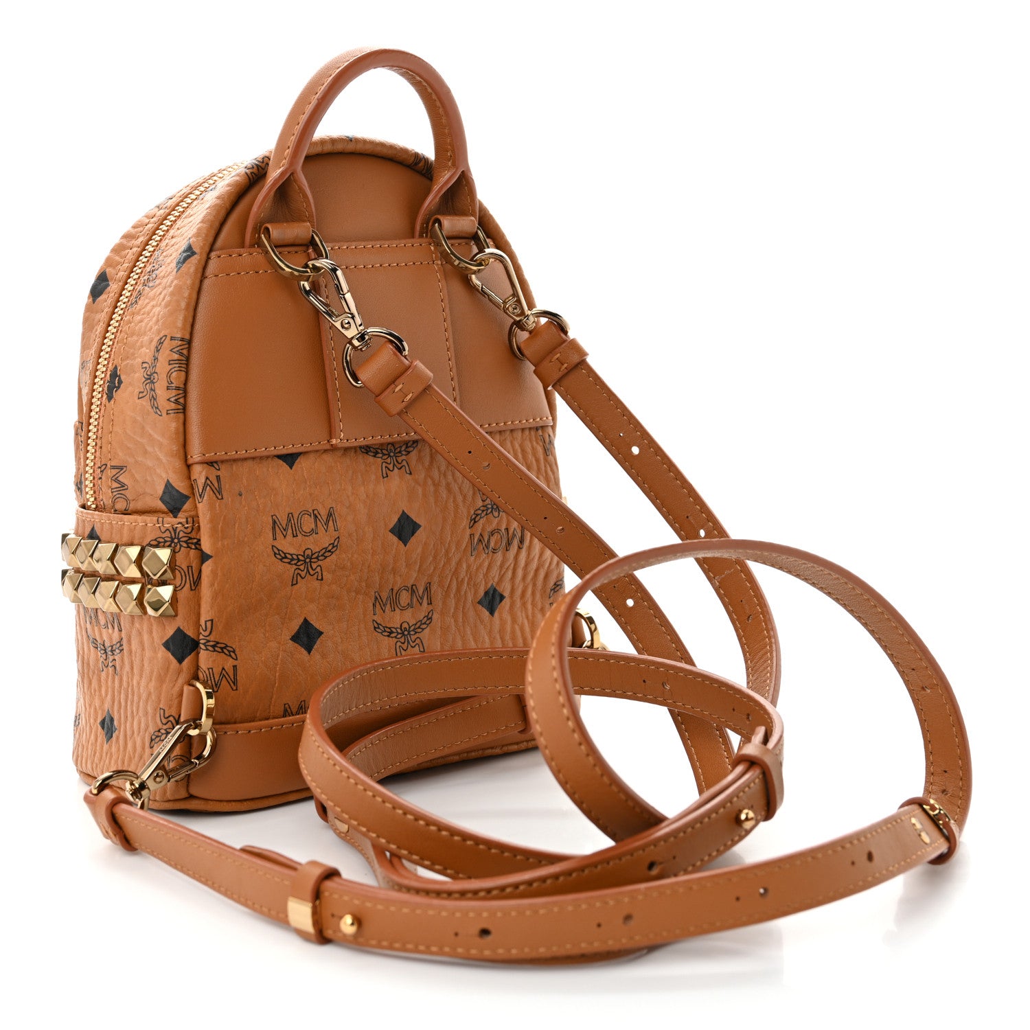 MCM Visetos Side Stud X-Mini Stark Backpack Cognac 3 of 11