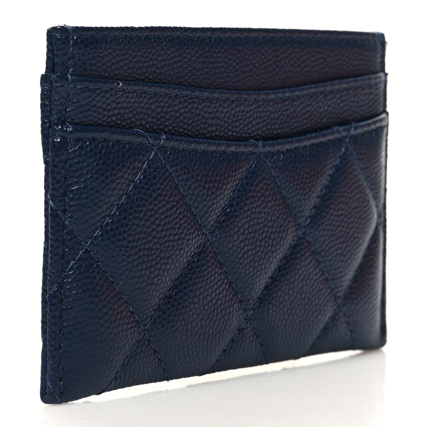 Caviar Quilted Card Holder Navy