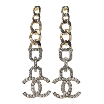 Chanel Metal Crystal CC Vendome CC Dangle Earrings Gold 1 of 4