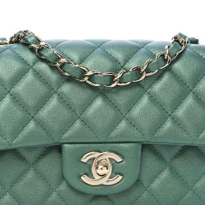 Chanel Iridescent Lambskin Quilted Mini Rectangular Flap Green 8 of 11