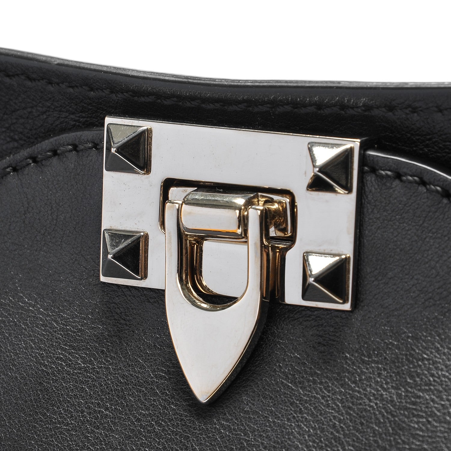 Valentino Garavani Vitello Medium Rockstud Tote Black 6 of 7