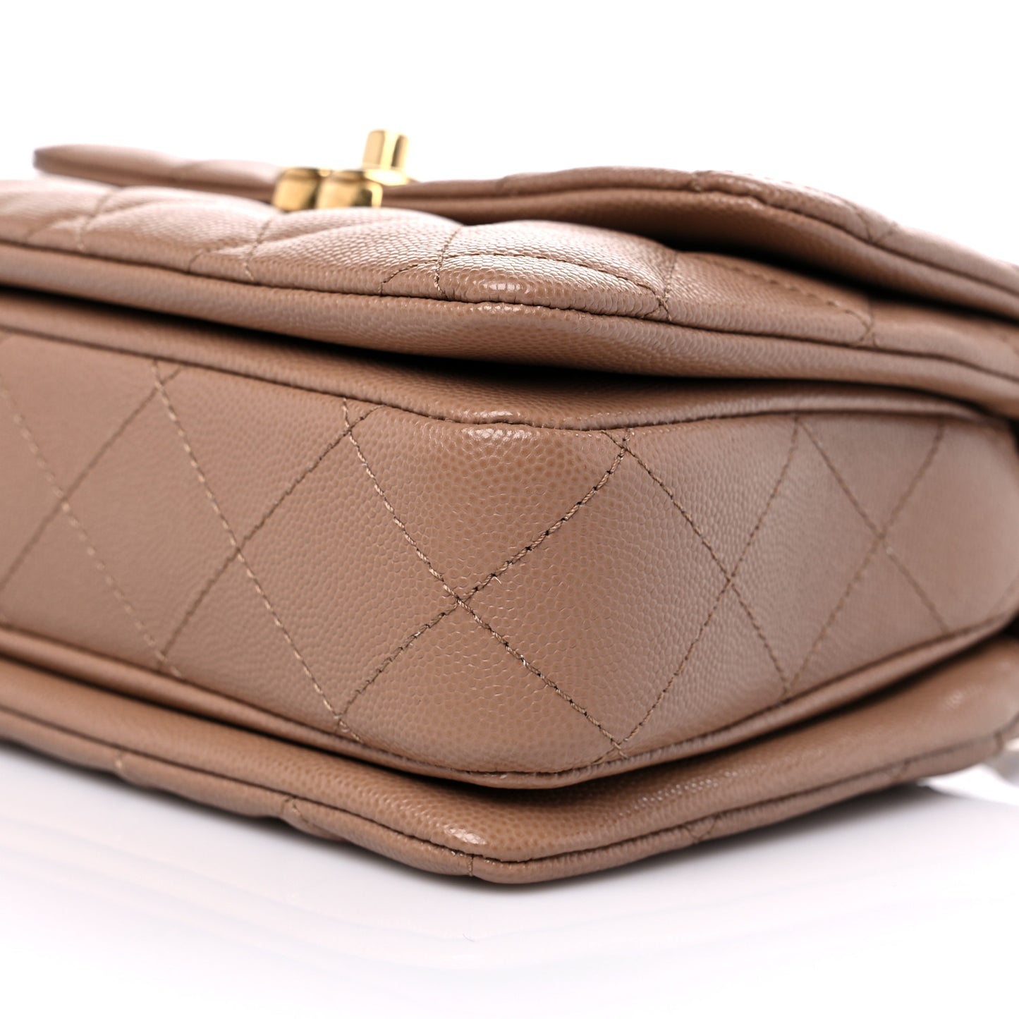 Caviar Quilted Mini Coco First Flap Beige