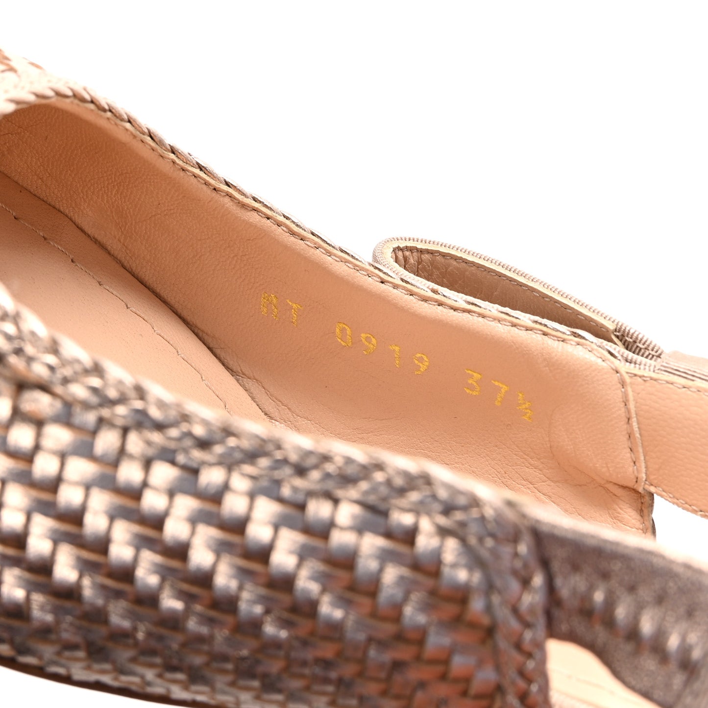 Laminated Calfskin Ribbon Crystal Woven J'Adior Slingback 65mm Pumps 37.5 Copper