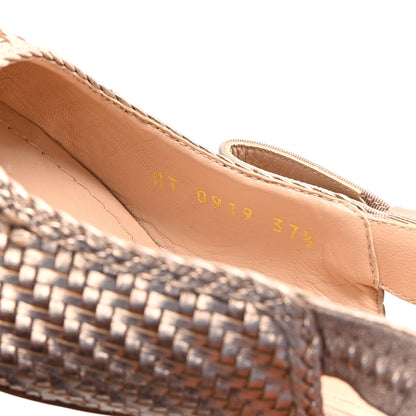 Christian Dior Laminated Calfskin Ribbon Crystal Woven J'Adior Slingback 65mm Pumps 37.5 Copper 9 of 10