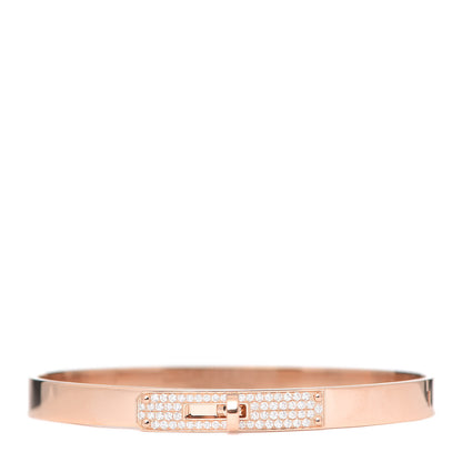 Hermes 18K Rose Gold Diamond PM Kelly Pave Bracelet SH 1 of 6