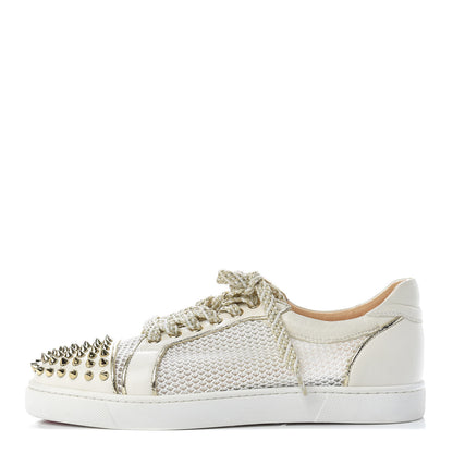 Christian Louboutin Nappa Spikes Womens Vieira Flat Sneakers 40.5 Latte Light Gold 1 of 11