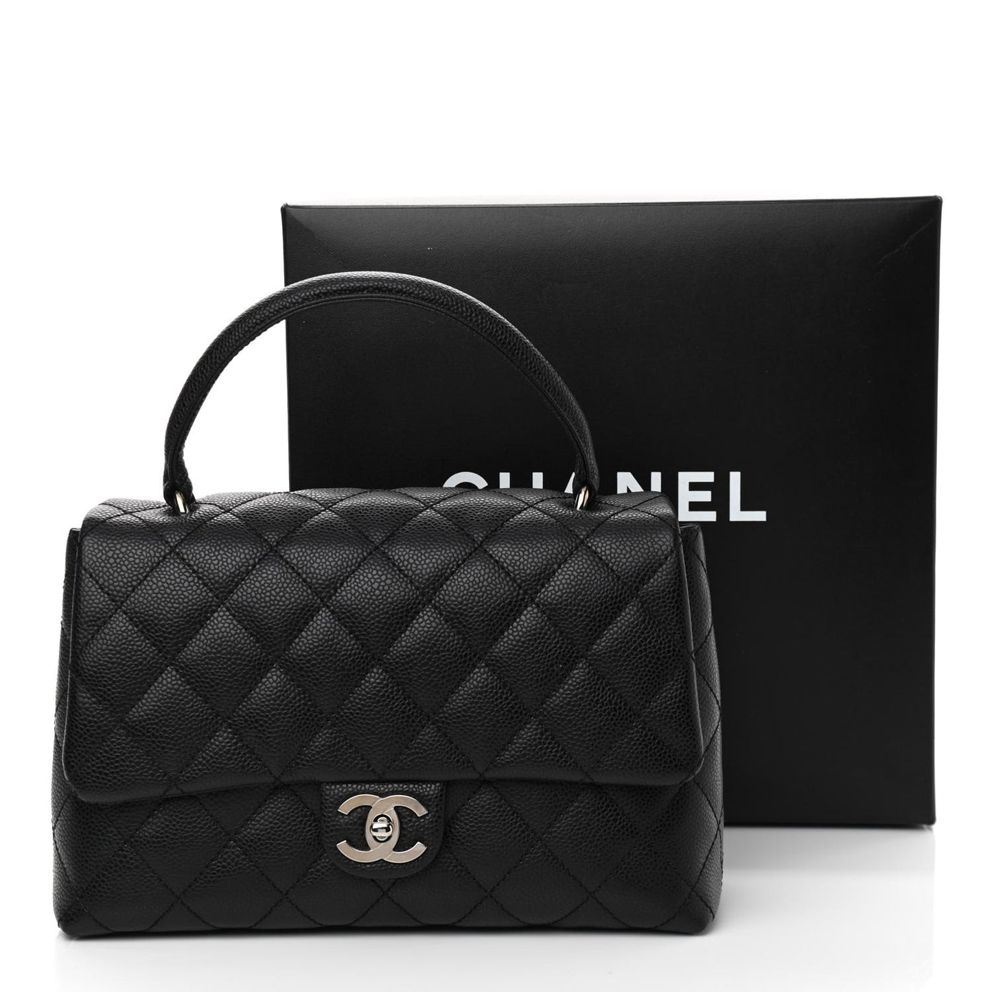 Caviar Quilted Medium Kelly Flap Bag Black