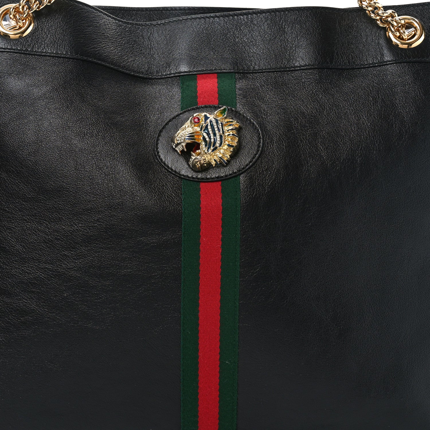 Gucci Calfskin Large Rajah Chain Tote Black 9 of 11