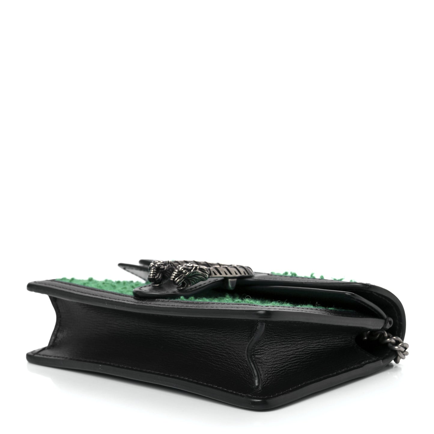 Casy Wool Azalea Calfskin Super Mini Dionysus Shoulder Bag Deep Emerald Black