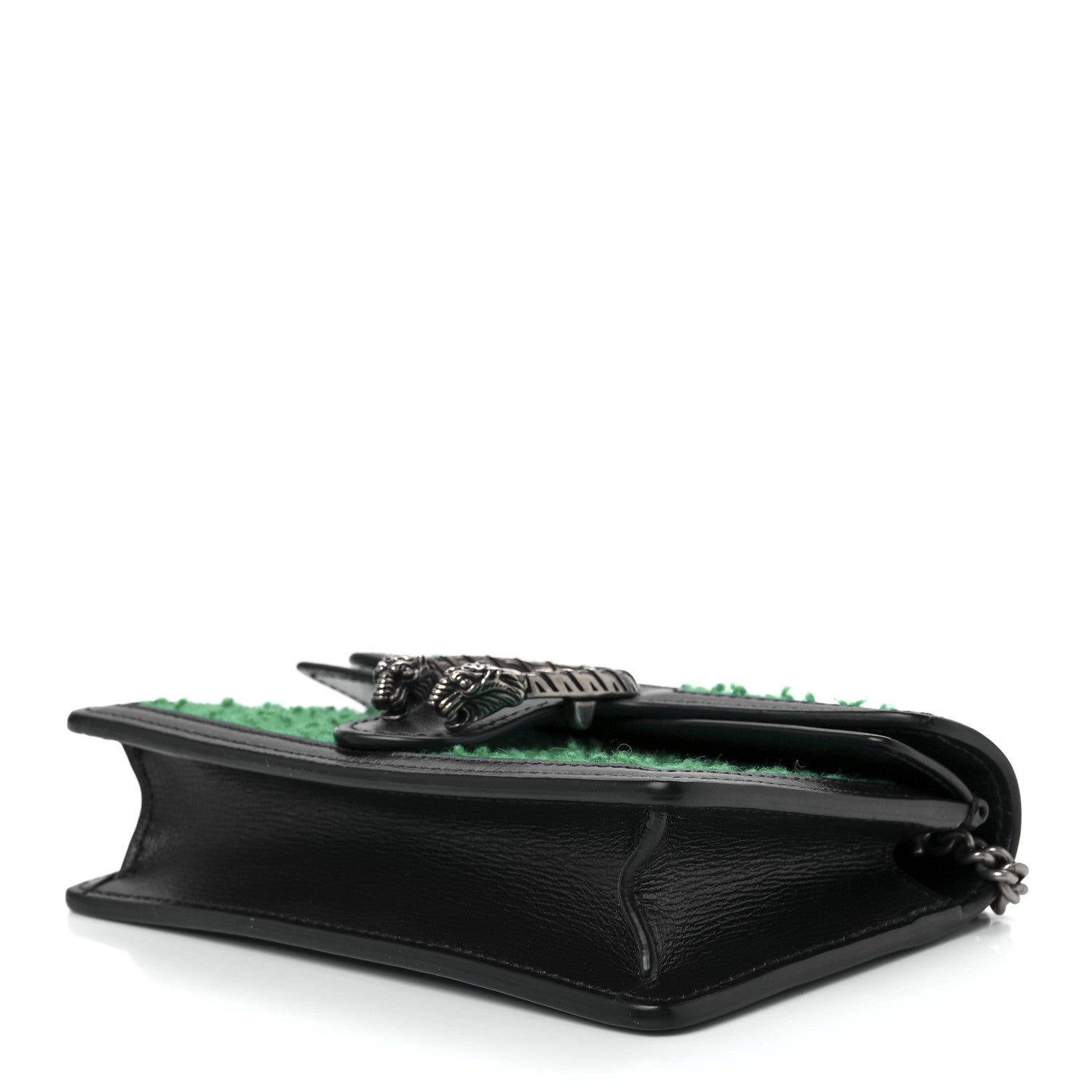 Gucci Casy Wool Azalea Calfskin Super Mini Dionysus Shoulder Bag Deep Emerald Black 8 of 10