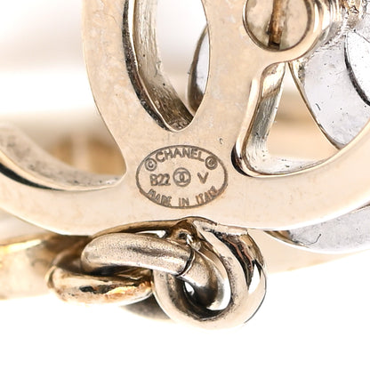 Chanel Crystal Pearl Double CC Drop Earrings Gold Silver 4 of 5