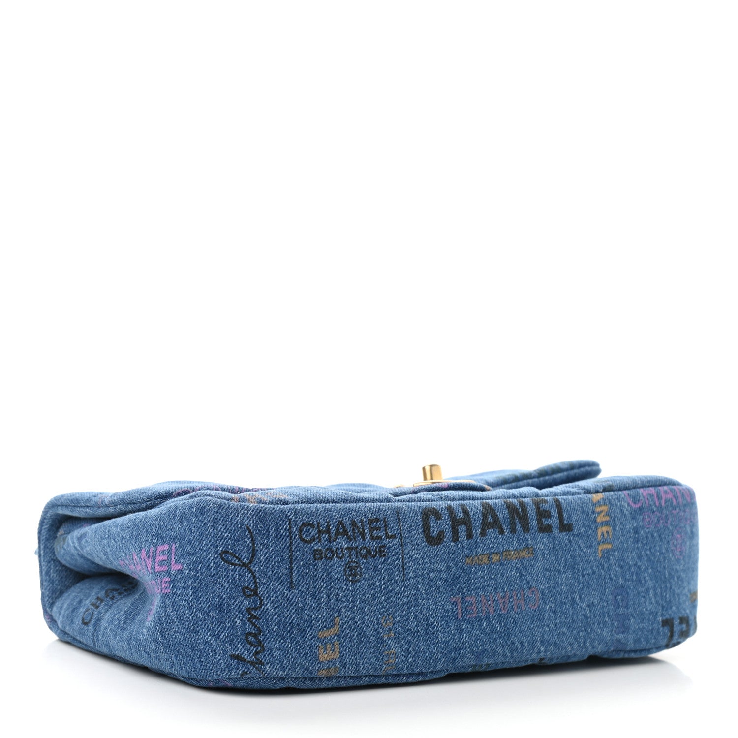 Chanel Denim Quilted Denim Large Mood Flap Blue Multicolor 4 of 9