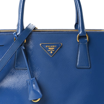 Prada Saffiano Vernice Medium Galleria Double Zip Azzurro Azzurro 8 of 10