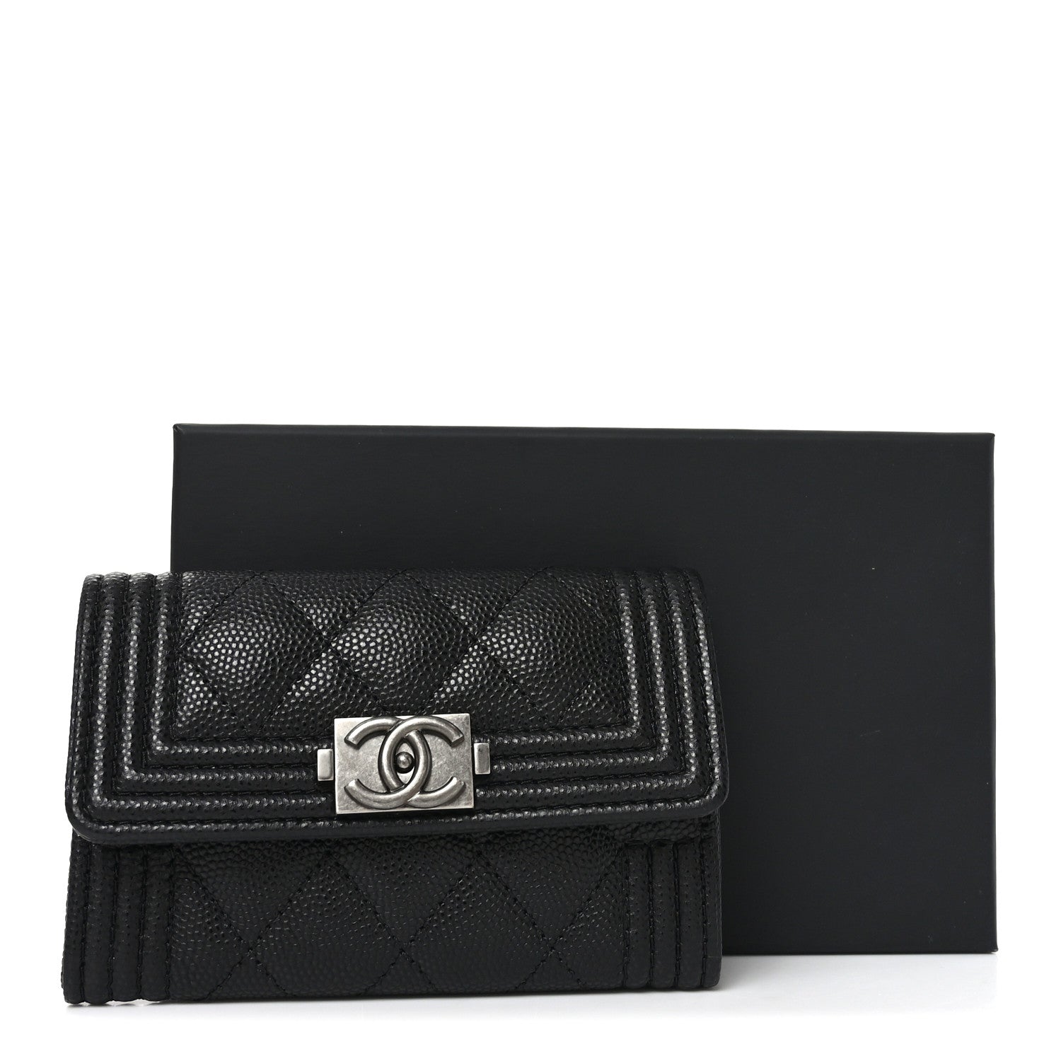 Chanel Caviar Quilted Boy Flap Card Holder Black 9 of 9