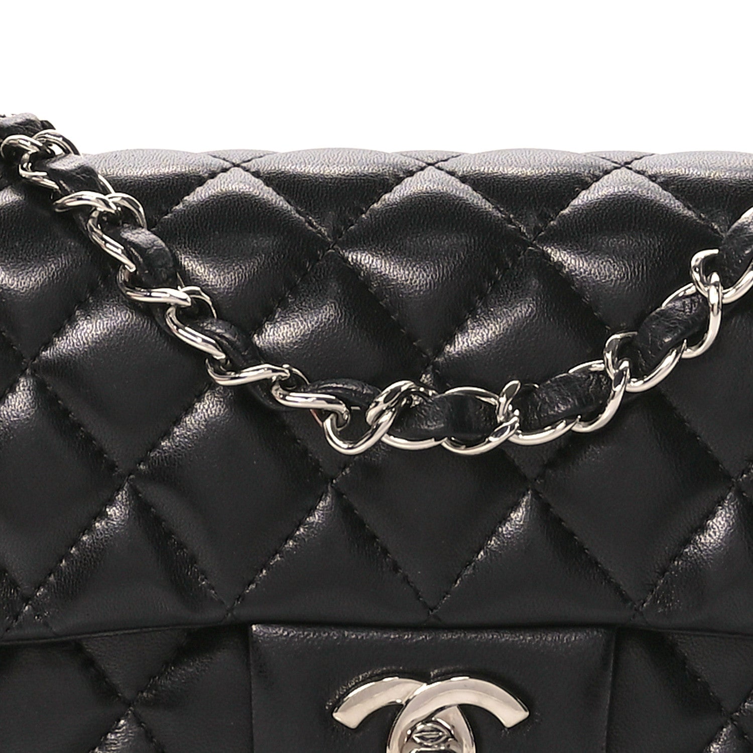 Chanel Lambskin Quilted East West Flap Black 8 of 11