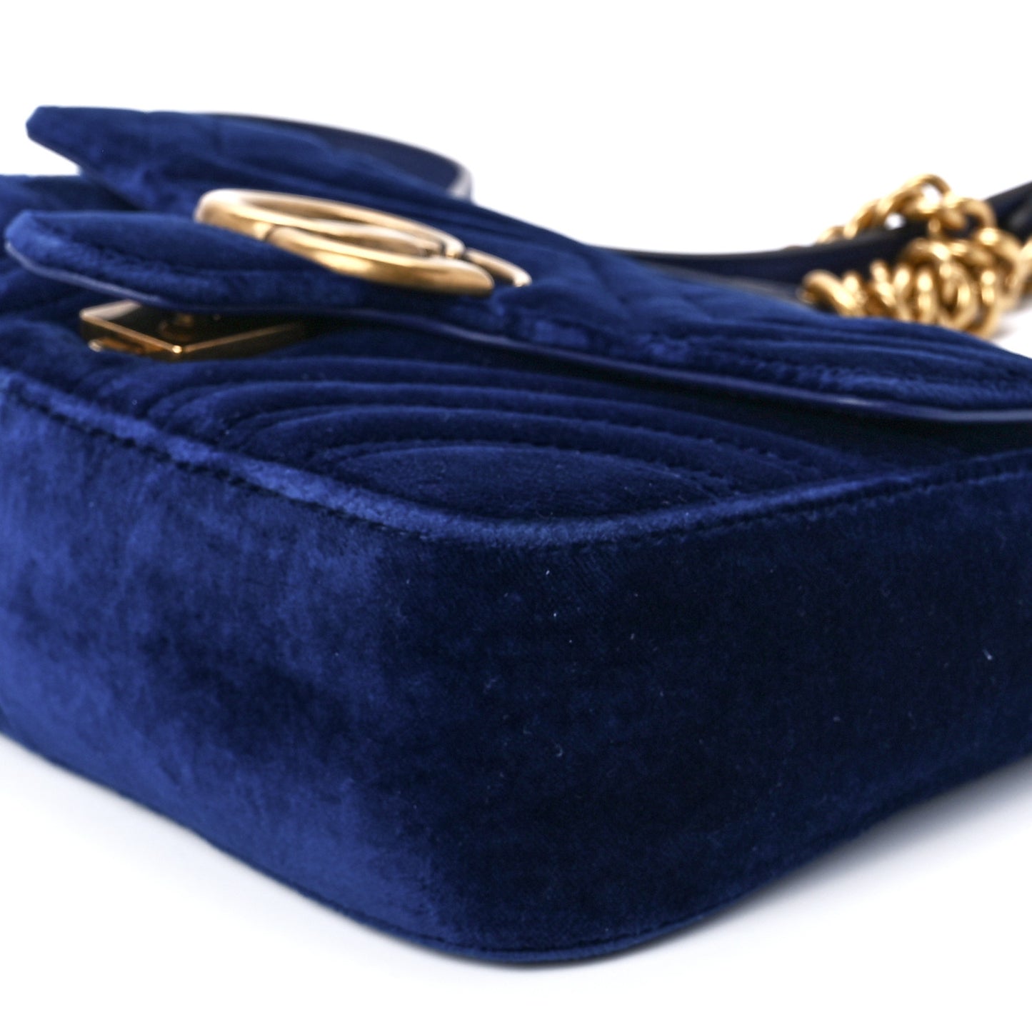 Velvet Matelasse Mini GG Marmont Shoulder Bag Cobalt Blue