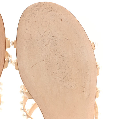 Chanel Crackled Lambskin Pearl Mule Sandals 35.5 Beige 11 of 11