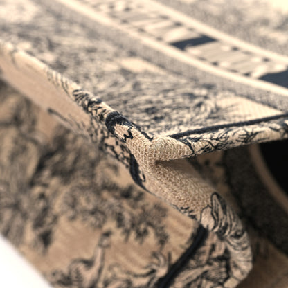 Christian Dior Canvas Embroidered Medium Dioriviera Toile De Jouy Book Tote Black 10 of 14