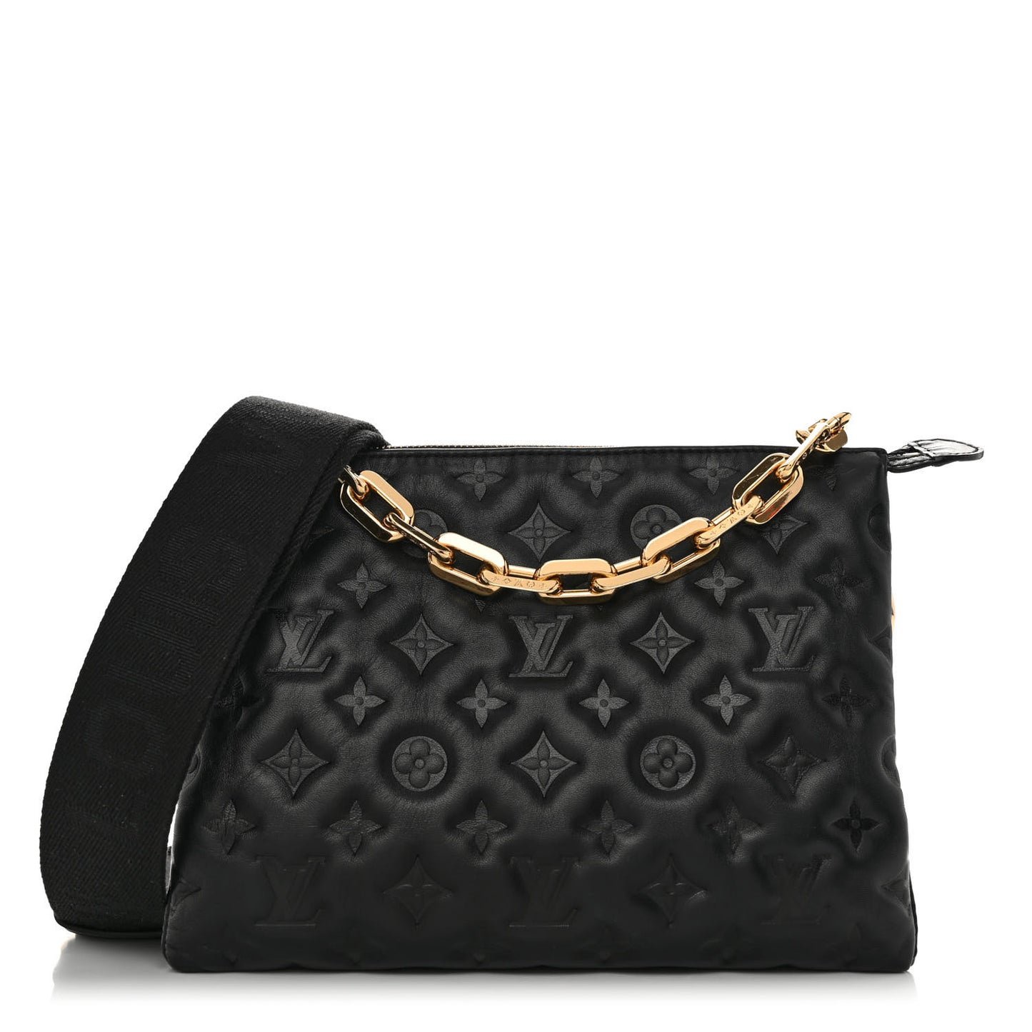 Lambskin Embossed Monogram Coussin PM Black